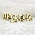 Detailed close-up of golden zodiac pendants for DIY jewelry making on white feather - Virgo (18.2*18.7mm)