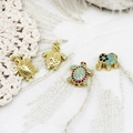 Gold-plated sea turtle and elephant micro-pave pendants for DIY jewelry making - Little Turtle