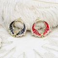 Gold micro-paved bat charms with black and red enamel inlay for DIY jewelry making - Red Bat
