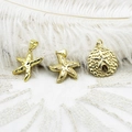 18K gold plated starfish and shell ocean charms for DIY necklace making projects - Running Starfish