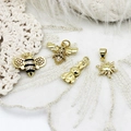 Exquisite 18K gold-plated bee and rabbit charms with micro-zirconia and enamel details - Black Striped Chubby Bee