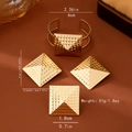 Especificaciones de tamaño para el conjunto de brazalete y pendientes geométricos - Dorado