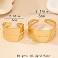Specifiche dettagliate delle dimensioni di due bracciali rigidi aperti in oro - Set Bracciale da Braccio e Braccialetto Aperto Oro Minimalista(S294)