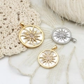 Pendenti a sole oro e argento con intarsio in conchiglia bianca e zirconi in due taglie - Sole Grande 25x27mm / Oro