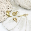 18K gold plated celestial charms with moon and star micro-paved zircons for jewelry - Face Moon Style
