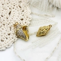 18K gold plated conch and seashell pendants with white zircon pavé for jewelry DIY making - Micro-pave Sea Snail