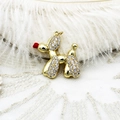 Balloon dog charm pendant in 18K gold plating with white cubic zirconia and red nose detail - Balloon Dog
