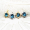 Vintage style sapphire blue stone pendants with white pearls in gold and silver finishes - Oval Artificial Pearl White Gold Color (Single Loop)