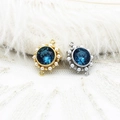 Detail of vintage sapphire-blue zircon pendant with pearls for DIY jewelry - Round Artificial Pearl White Gold Color (Single Loop)