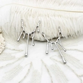 Minimalist silver lava molten pendant with double loops for DIY jewelry making and crafts - 25.6*52mm / Large Lava (G0362)