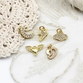 Σετ DIY μενταγιόν 18K χρυσό με σχήματα φεγγάρι, κεραυνό, καρδιά και σύννεφο - Φεγγάρι / 8.6*13mm