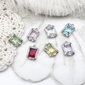 Detailed macro shot of seven colorful rectangular crystal pendants for DIY jewelry design - Transparent White / Rectangle Platinum 9*13.7mm
