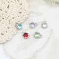 Detailed view of colorful teardrop and heart charms with cubic zirconia for DIY jewelry - Round Platinum 7*9mm