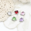 Macro detail of five colorful heart-shaped crystal pendants with silver metal settings - Heart Platinum 11.5*13mm