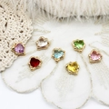 Micro-pave heart shape gemstone pendants with gold plating for DIY jewelry - Transparent White / Heart 18K Gold