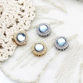 Détail macro de perles bleu aigue-marine avec cristaux micro-pave pour création de bijoux - Or Blanc Bleu Rond 9.7*9.7mm