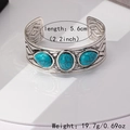 Detail shot of vintage silver cuff bracelet with turquoise stones and size measurements - Retro Silver (Sunflower Turquoise)