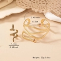 Vue détaillée de l'ensemble bijoux serpent doré vintage avec dimensions et pierres - Or