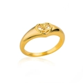 Chic 18k gold plated geometric ring featuring a hollow heart frame and sunflower motif - Gold / Heart Sunflower Design (JZ4877)