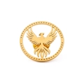 Goldene Edelstahl-Adler-Brosche mit aufwendiger runder Umrahmung und Reversnadel - Runder Rahmen Adler-Stil (XZ337G) / Gold