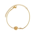 Bracciale in acciaio inossidabile dorato con ciondolo a rosa e dettagli in zirconi cubici - Fiore di Nascita Agosto (8) / 12+7cm