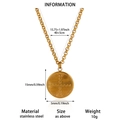 Gouden roestvrijstalen ketting met munt hanger, kruispatroon en verstelbare lengte - Goud Geborstelde Munt Stijl (G12297659)