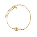 Golden stainless steel box chain bracelet with daisy flower charm and zircon accents - April Birth Flower (4) / 12+7cm