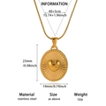 Retro 18K vergulde roestvrijstalen ketting met ovale hartvormige hanger en touwstructuur - Ovale Hart Zonnestraal Halsketting (N07645G)