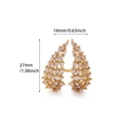 Luxury gold plated wing ring with cubic zirconia stones measuring 16mm by 27mm - Gold Double Wings Pave Rhinestone Style
