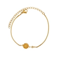 Bracciale dorato con ciondolo fiore di nascita di dicembre con petalo e piccolo strass - Fiore di Nascita Novembre (11) / 12+7cm