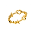Golden heart ring with barbed wire texture and polished metallic finish - Gold / Barbed Wire Heart Design (JZ4885)