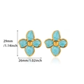 Dettagli degli orecchini a tulipano vintage da 29mm in smalto blu e placcati oro - Orecchini Fiore in Smalto Blu Chiaro (G126394G-3)