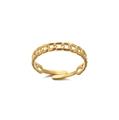 Minimalist adjustable golden chain-link ring for women with polished metal finish - Gold / Open Vintage Chain Design (JZ4846-Stainless)