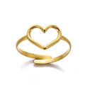 Chic gold-plated geometric heart ring with adjustable open band for women - Gold / Open Hollow Heart Design (JZ4841-Stainless)