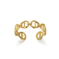 Golden D-link chain open ring with polished metallic finish for women in minimalist style - Gold / Open D-link Chain Design (JZ4859-Stainless)
