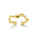 Minimalist gold-plated open ring with an irregular organic wavy line design - Gold / Open Irregular Wave Design (JZ4827-Stainless)