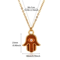 Gold Hamsa evil eye necklace with dimensions 38+7cm chain and 23mm pendant size - Orange