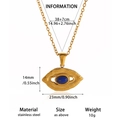 Bohemian gouden roestvrijstalen ketting met oog hanger en blauwe edelsteen - Goud Boze Oog Stijl (G1017636)