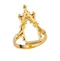 Golden Gothic architectural ring with intricate hollow cutouts and mirror polish finish - Gold / Gothic Architectural Design (JZ4896)