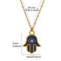 Detailed size view of Hamsa Hand necklace with dimensions in centimeters and inches - Dark Blue