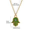Hamsa Hand necklace dimensions 23x18mm pendant and 38cm chain with 7cm extension - Green