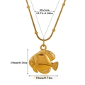 Detailed view of a gold tropical fish pendant on a beaded snake chain with dimension data - Tropical Fish Style (N07616)