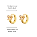 Gold butterfly hoop earrings with cubic zirconia stones measuring 11mm in outer diameter - Clasp Back / Bowknot Gemstone Hoop Style (E5819G)