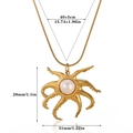 Detailed size specifications for gold octopus pendant necklace with white pearl inlay - Octopus Pearl Pendant (N07591)