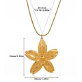 Detailed view of 18K gold plated flower pendant necklace with dimensions and chain length - Five-Petal Flower Style (N07619)