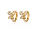 Exquisite gold-plated butterfly hoop earrings with white zircon stones for women - Openwork Pave Butterfly Style (E3122G-7)