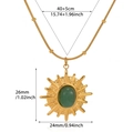 Collar dorado de sol con piedra ovalada verde y perla sintética en cadena de bolas - Estilo de Estallido Solar con Piedra Verde Ovalada (N07600G) / Dorado-Verde (N07600G)