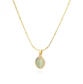 Collier élégant en plaqué or avec petites perles et pendentif pierre verte ovale - Or-Vert Clair (N04669G-3)