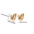 Golden butterfly huggie hoop earrings with sparkling rhinestones measurement view - Four Stone Heart Butterfly Style (E6178G)