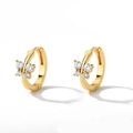 Elegant gold-tone hoop earrings with cubic zirconia butterfly accent for women - Minimalist Butterfly Zirconia Hoop Style (E1325G)